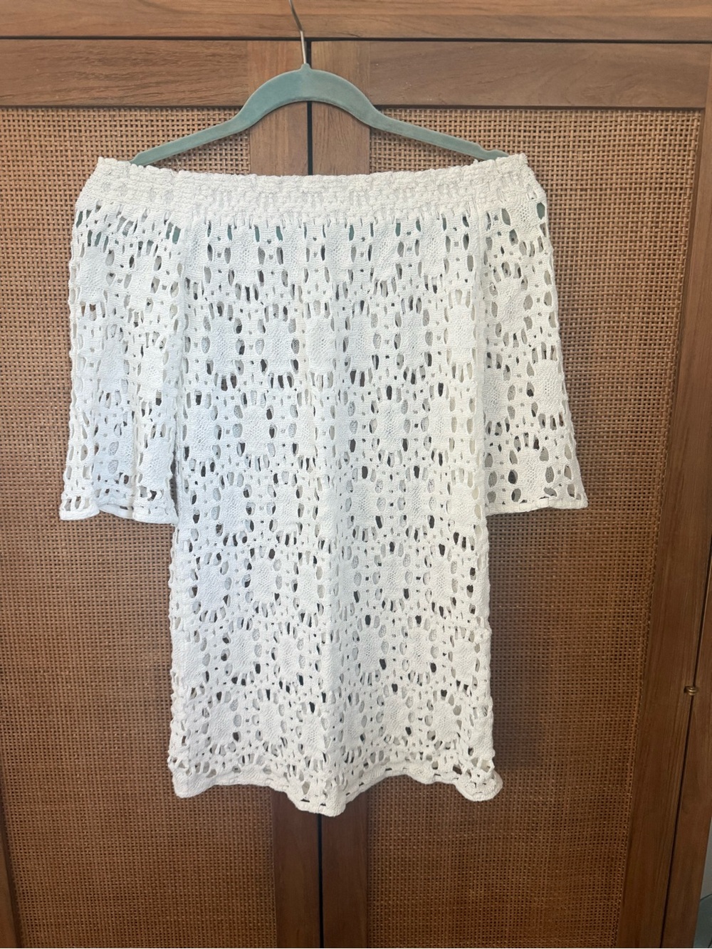 Trina Turk Cream Crochet Knit Top